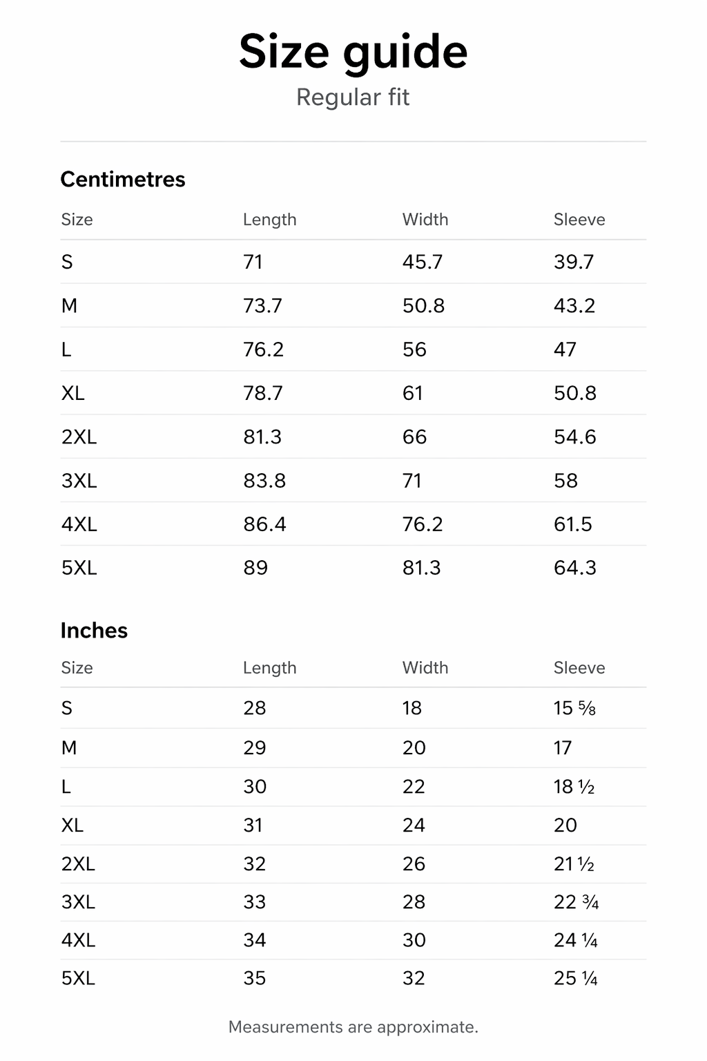 Size guide